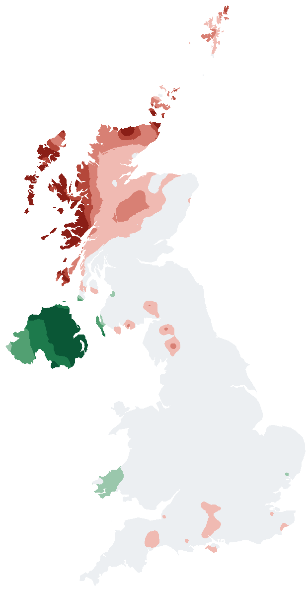 Heat map of diesel prices across the United Kingdom
