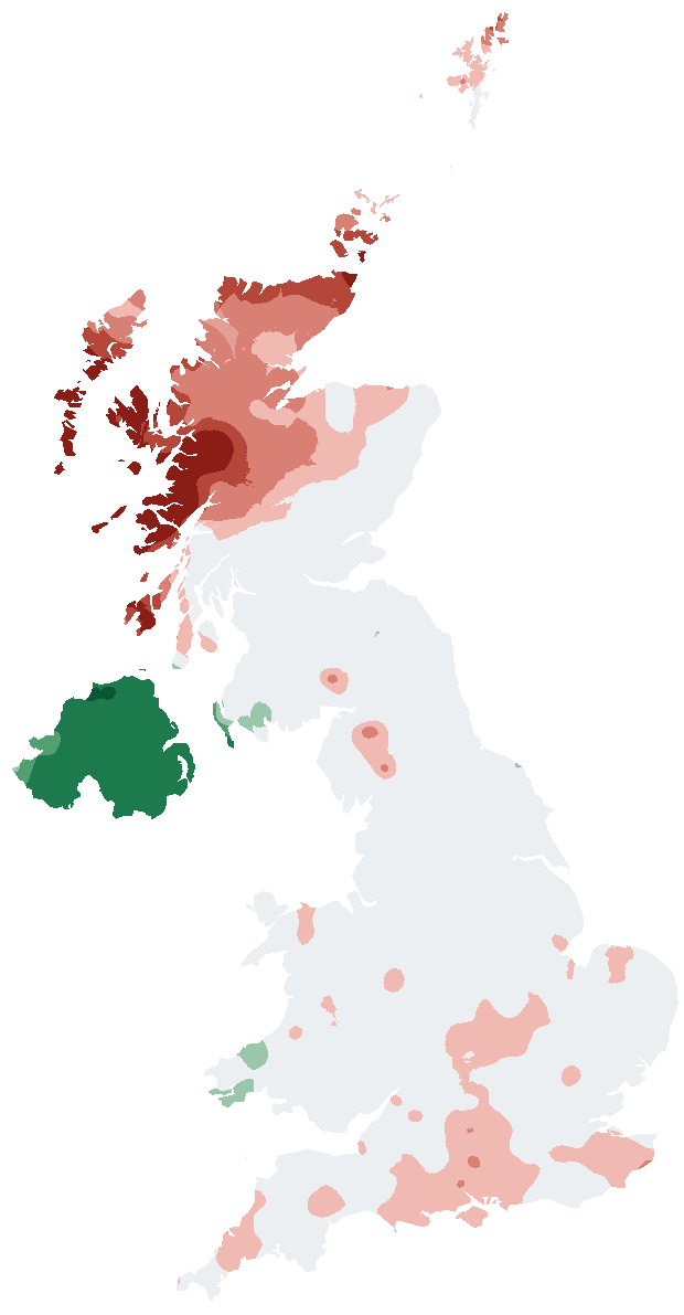 Heat map of unleaded prices across the United Kingdom