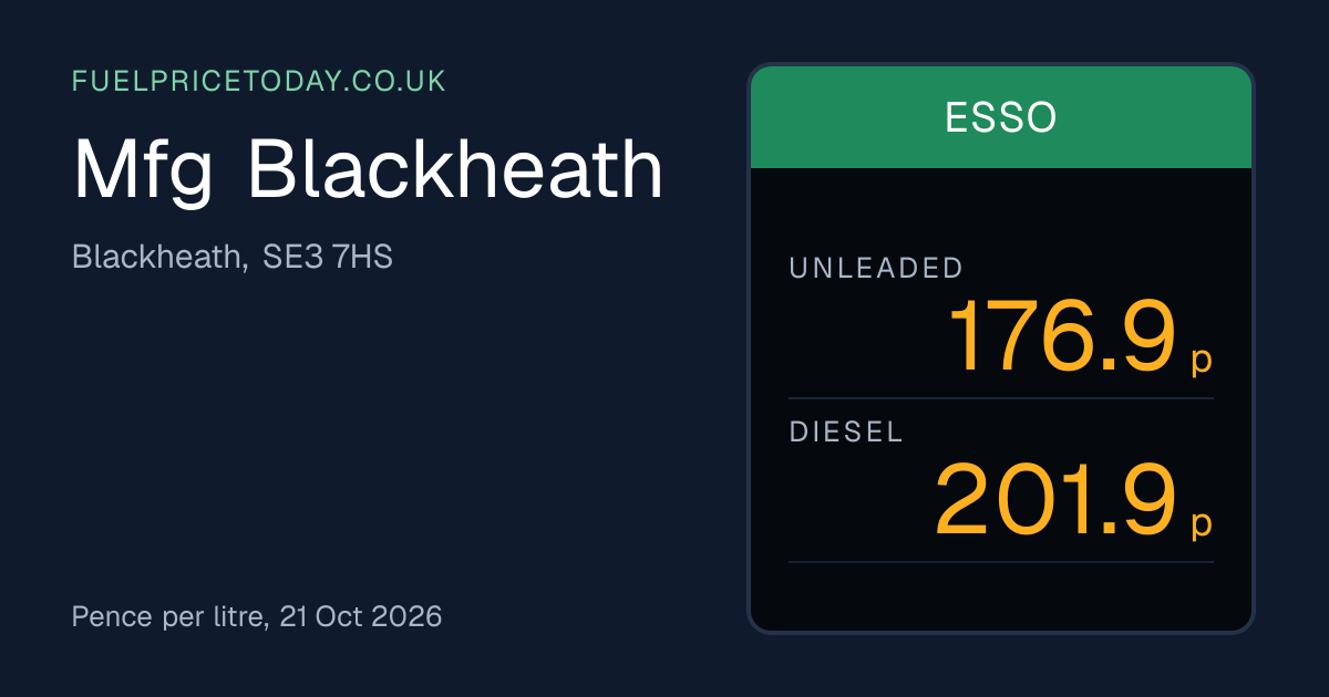 Mfg Blackheath Fuel Prices, SE3 7HS