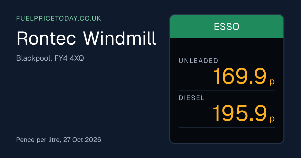 Rontec Windmill Fuel Prices, FY4 4XQ
