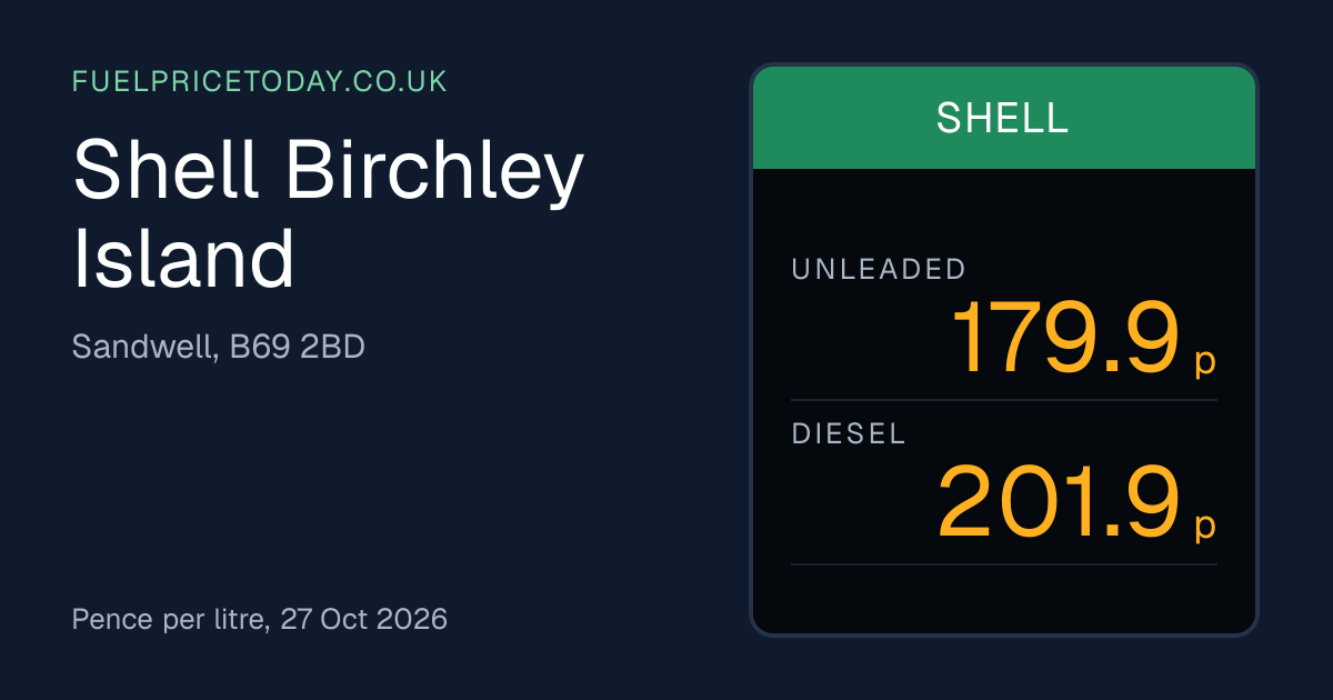 Shell Birchley Island Fuel Prices, B69 2BD
